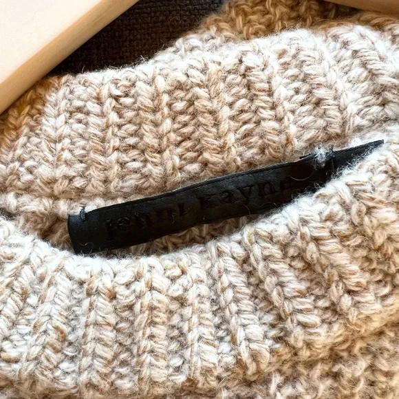 Jenni Kayne Recycled Cashmere Fisherman Sweater Marled Camel Size XS - Picture 3 of 7